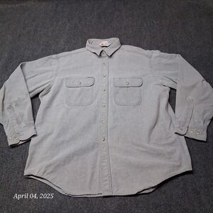 VTG Carhartt Rugged Outdoor Wear Shirt Button Up Gray Distressed Men Size XL
